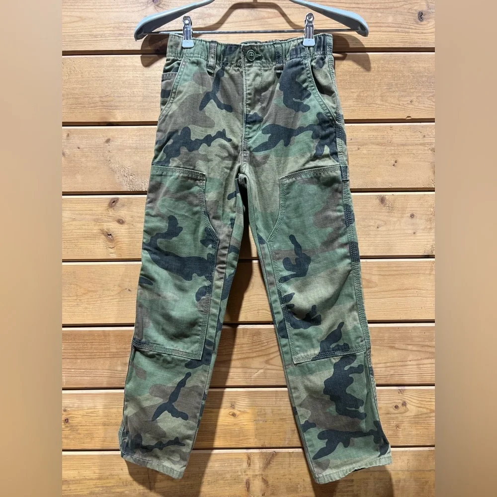 GAP Kids Camo Carpenter Pants Double Knee Size M (8) Adjustable Waist